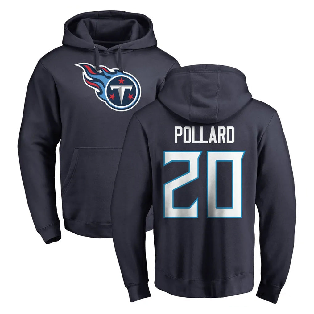 Kooe T.Titans #20 Tony Pollard Player Navy Logo Pullover Hoodies Home Game Stitched Jerseys