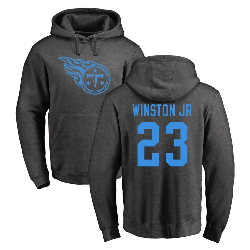 Kooe T.Titans #23 Kevin Winston Jr. Player Ash One Color Pullover Hoodies Home Game Stitched Jerseys