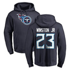 Kooe T.Titans #23 Kevin Winston Jr. Player Navy Logo Pullover Hoodies Home Game Stitched Jerseys