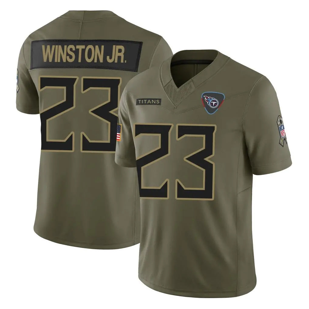 Kooe T.Titans #23 Kevin Winston Jr. Player Olive Limited 2025 Salute to Service Home Game Stitched Jerseys