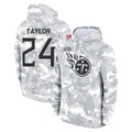 Kooe T.Titans #24 Alontae Taylor Player Camo Arctic Salute to Service Pullover Hoodies Home Game Stitched Jerseys