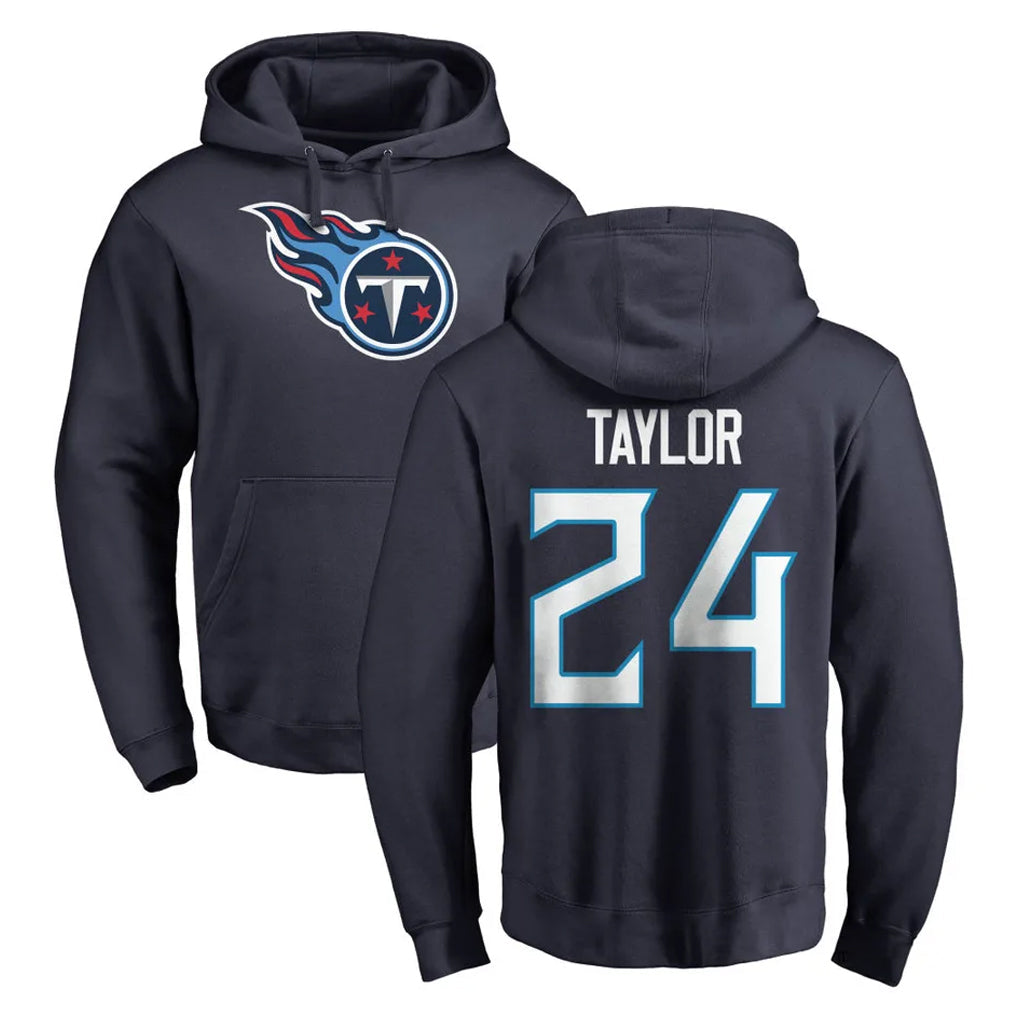 Kooe T.Titans #24 Alontae Taylor Player Navy Logo Pullover Hoodies Home Game Stitched Jerseys