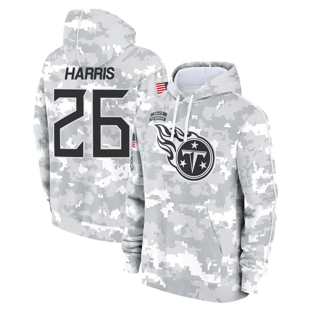 Kooe T.Titans #26 Marcus Harris Player Camo Arctic Salute to Service Pullover Hoodies Home Game Stitched Jerseys