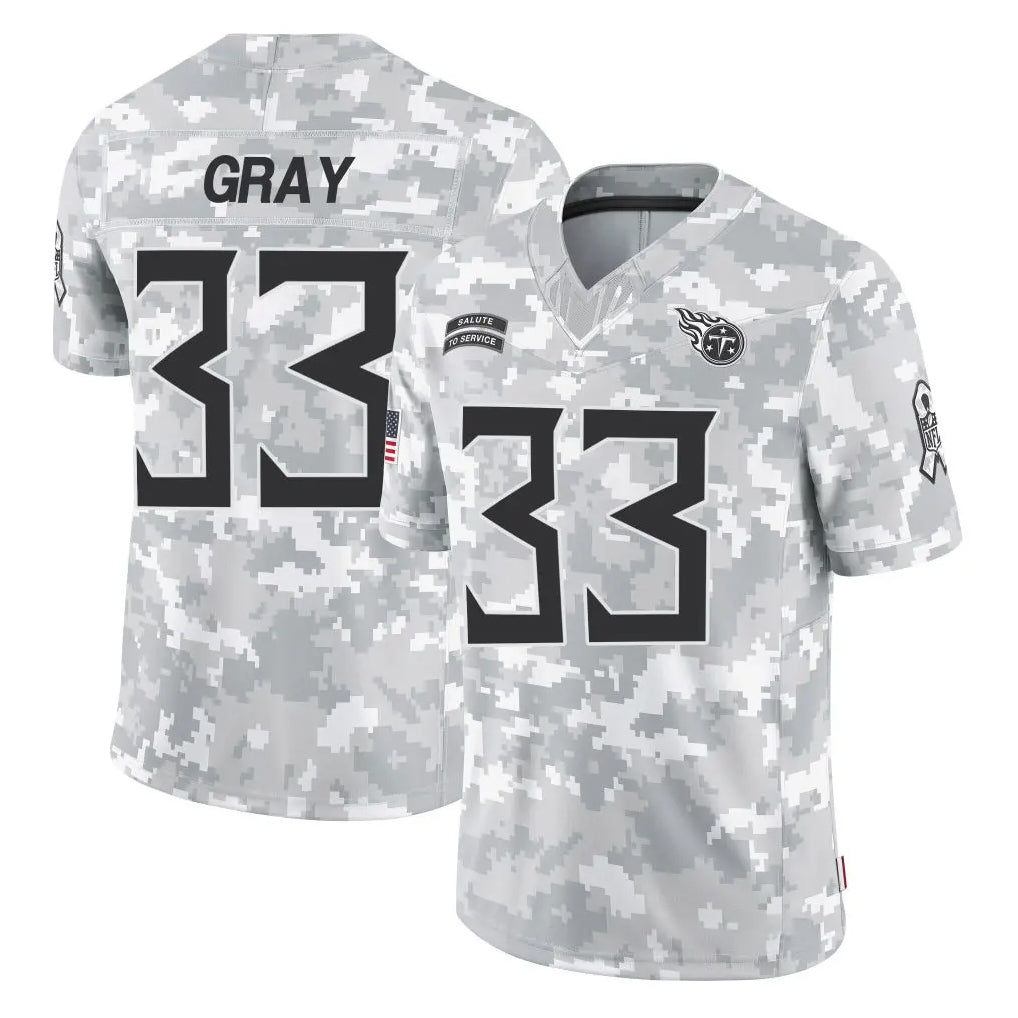 Kooe T.Titans #33 Cedric Gray Player Arctic Camo Limited Salute to Service Home Game Stitched Jerseys