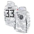 Kooe T.Titans #33 Cedric Gray Player Camo Arctic Salute to Service Pullover Hoodies Home Game Stitched Jerseys