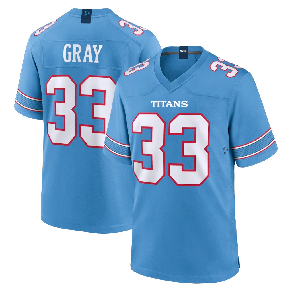 Kooe T.Titans #33 Cedric Gray Player Light Blue 2026 Game Home Stitched Jerseys