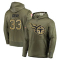 Kooe T.Titans #33 Cedric Gray Player Olive Salute to Service Pullover Hoodies Home Game Stitched Jerseys