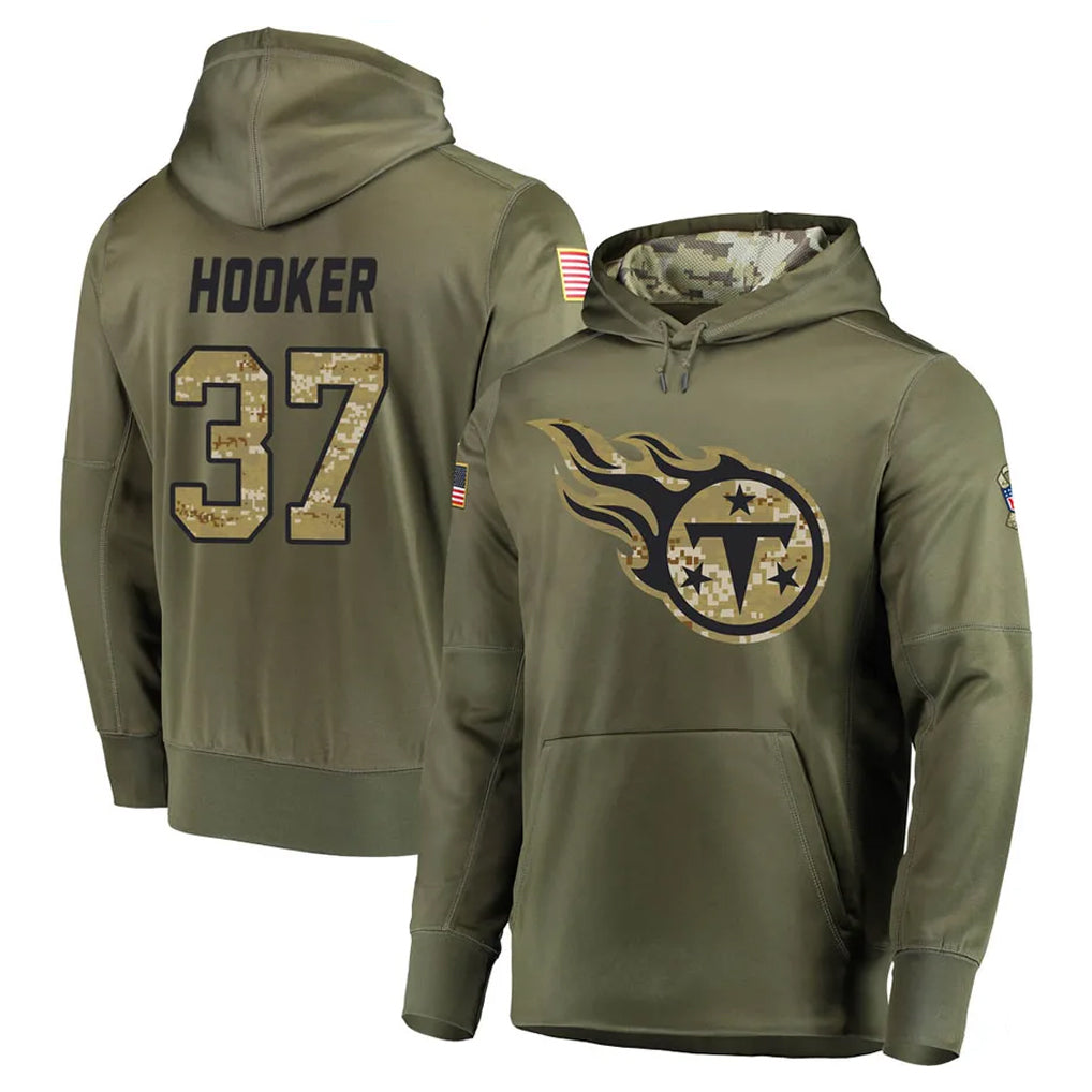 Kooe T.Titans #37 Amani Hooker Player Olive Salute to Service Pullover Hoodies Home Game Stitched Jerseys