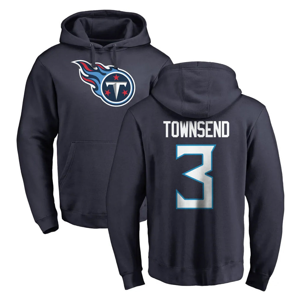 Kooe T.Titans #3 Tommy Townsend Player Navy Logo Pullover Hoodies Home Game Stitched Jerseys