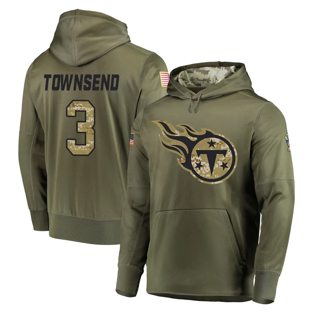 Kooe T.Titans #3 Tommy Townsend Player Olive Salute to Service Pullover Hoodies Home Game Stitched Jerseys