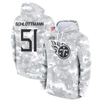 Kooe T.Titans #51 Austin Schlottmann Player Camo Arctic Salute to Service Pullover Hoodies Home Game Stitched Jerseys