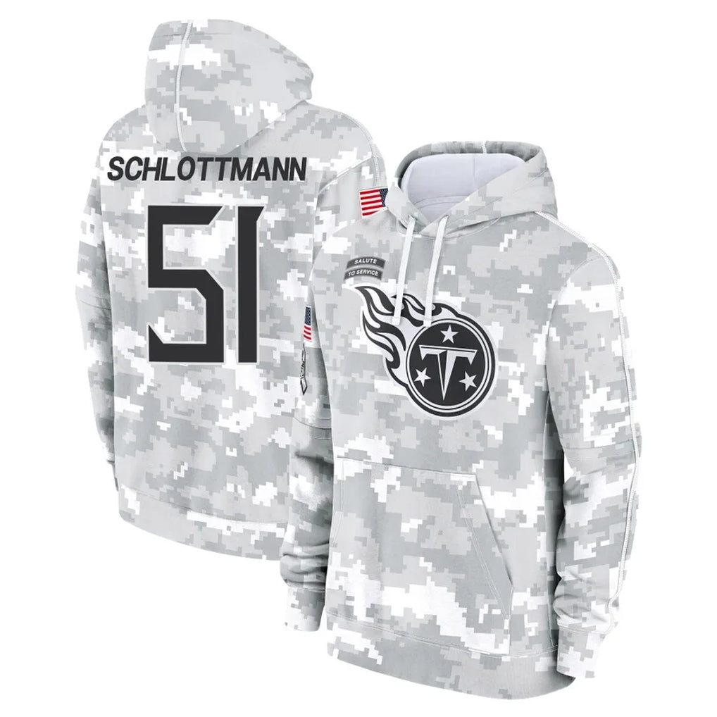 Kooe T.Titans #51 Austin Schlottmann Player Camo Arctic Salute to Service Pullover Hoodies Home Game Stitched Jerseys