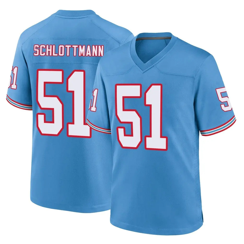 Kooe T.Titans #51 Austin Schlottmann Player Light Blue Oilers Throwback Home Game Stitched Jerseys