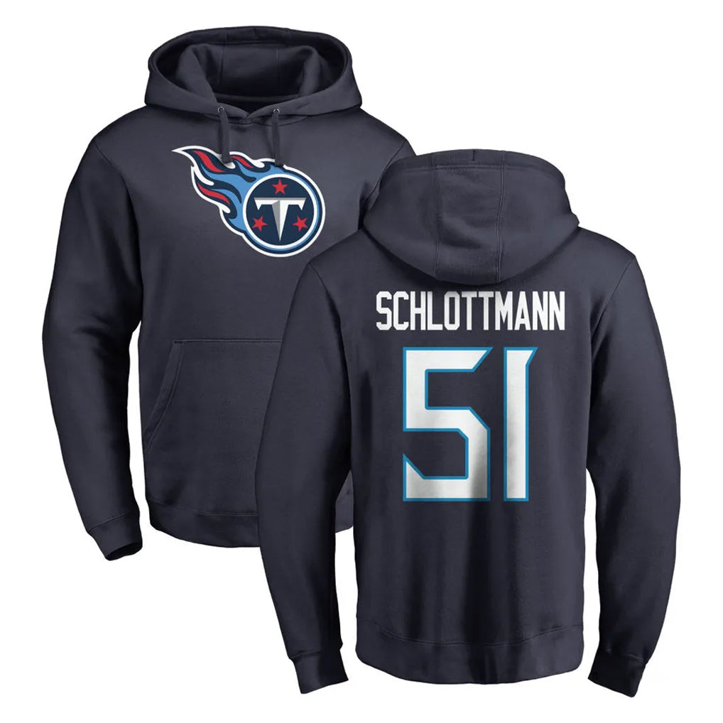 Kooe T.Titans #51 Austin Schlottmann Player Navy Logo Pullover Hoodies Home Game Stitched Jerseys