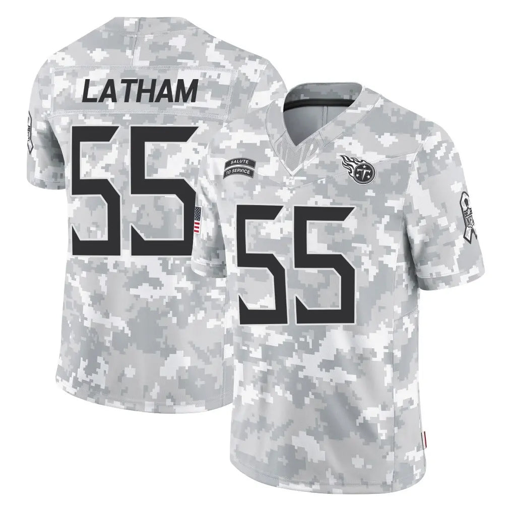 Kooe T.Titans #55 JC Latham Player Arctic Camo Limited Salute to Service Home Game Stitched Jerseys