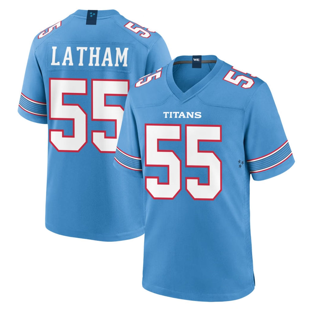 Kooe T.Titans #55 JC Latham Player Light Blue 2026 Game Home Stitched Jerseys