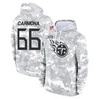 Kooe T.Titans #66 Fernando Carmona Jr. Player Camo Arctic Salute to Service Pullover Hoodies Home Game Stitched Jerseys