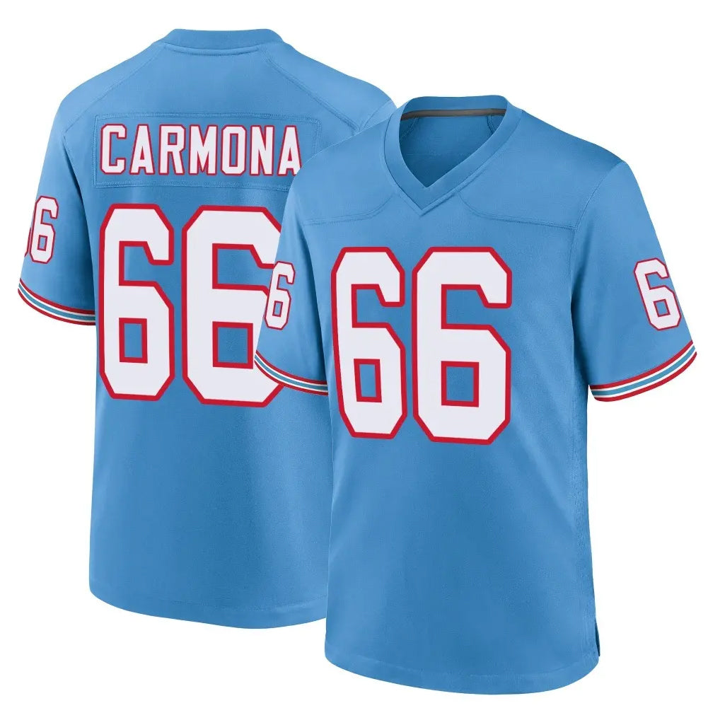 Kooe T.Titans #66 Fernando Carmona Jr. Player Light Blue Oilers Throwback Home Game Stitched Jerseys