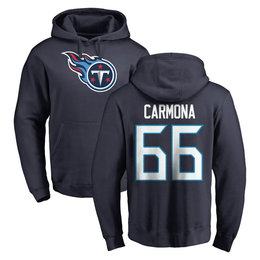Kooe T.Titans #66 Fernando Carmona Jr. Player Navy Logo Pullover Hoodies Home Game Stitched Jerseys