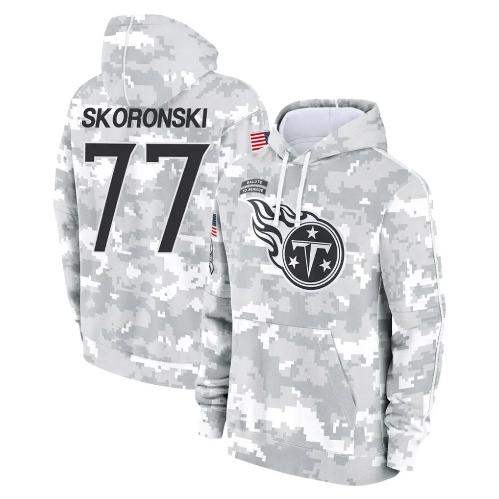 Kooe T.Titans #77 Peter Skoronski Player Camo Arctic Salute to Service Pullover Hoodies Home Game Stitched Jerseys