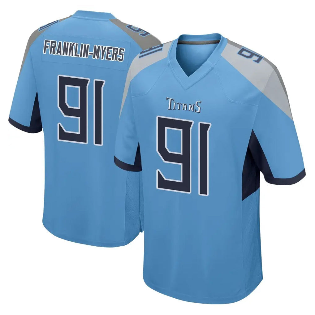 Kooe T.Titans #91 John Franklin-Myers Player Light Blue Home Game Stitched Jerseys
