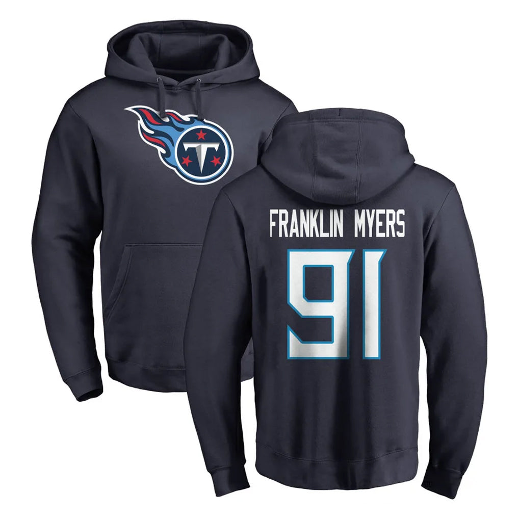 Kooe T.Titans #91 John Franklin-Myers Player Navy Logo Pullover Hoodies Home Game Stitched Jerseys