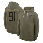 Kooe T.Titans #91 John Franklin-Myers Player Olive Salute to Service Hoodies Home Game Stitched Jerseys