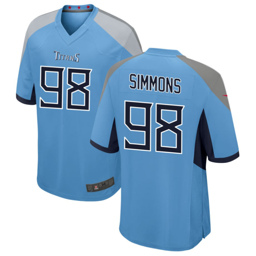 Kooe T.Titans #98 Jeffery Simmons Light Blue Player Game American Stitched Jerseys