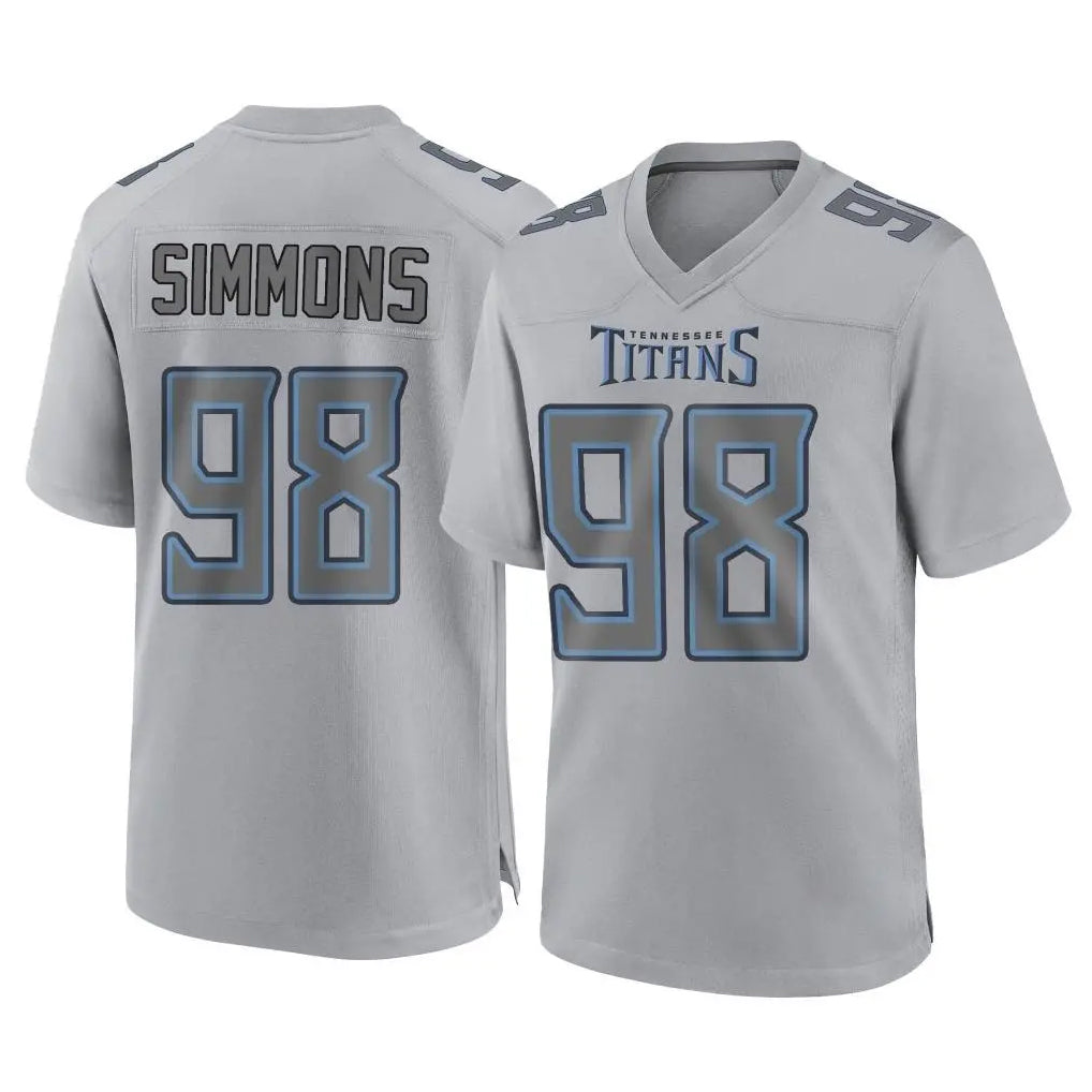 Kooe T.Titans #98 Jeffery Simmons Player Gray Atmosphere Fashion Home Game Stitched Jerseys