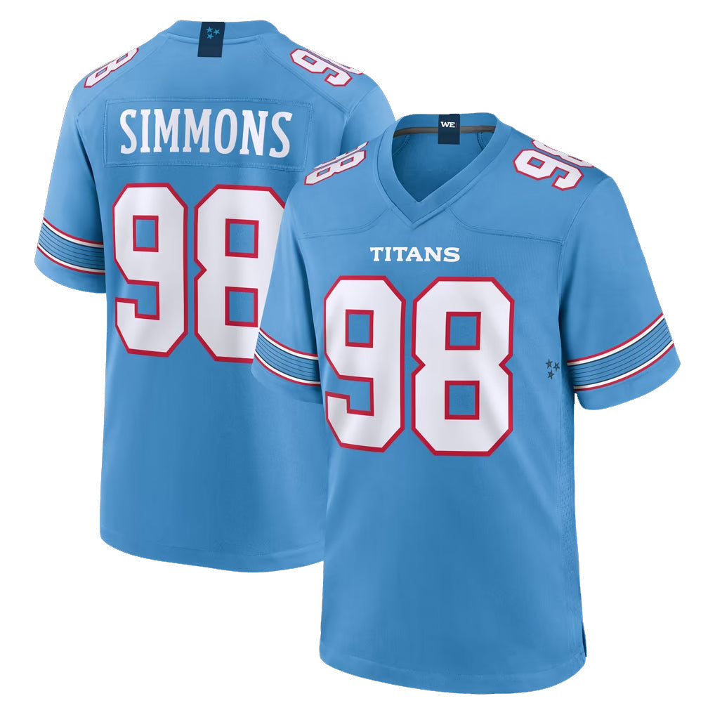 Kooe T.Titans #98 Jeffery Simmons Player Light Blue 2026 Game Home Stitched Jerseys