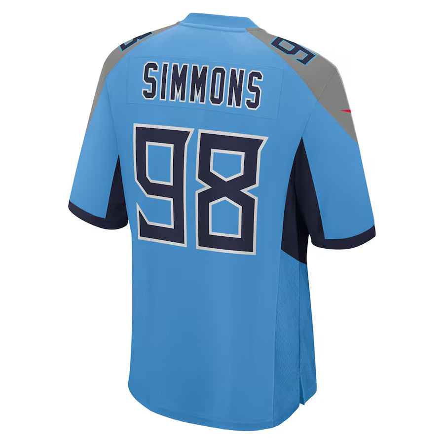 Kooe T.Titans #98 Jeffery Simmons Player Light Blue Home Game Stitched Jerseys
