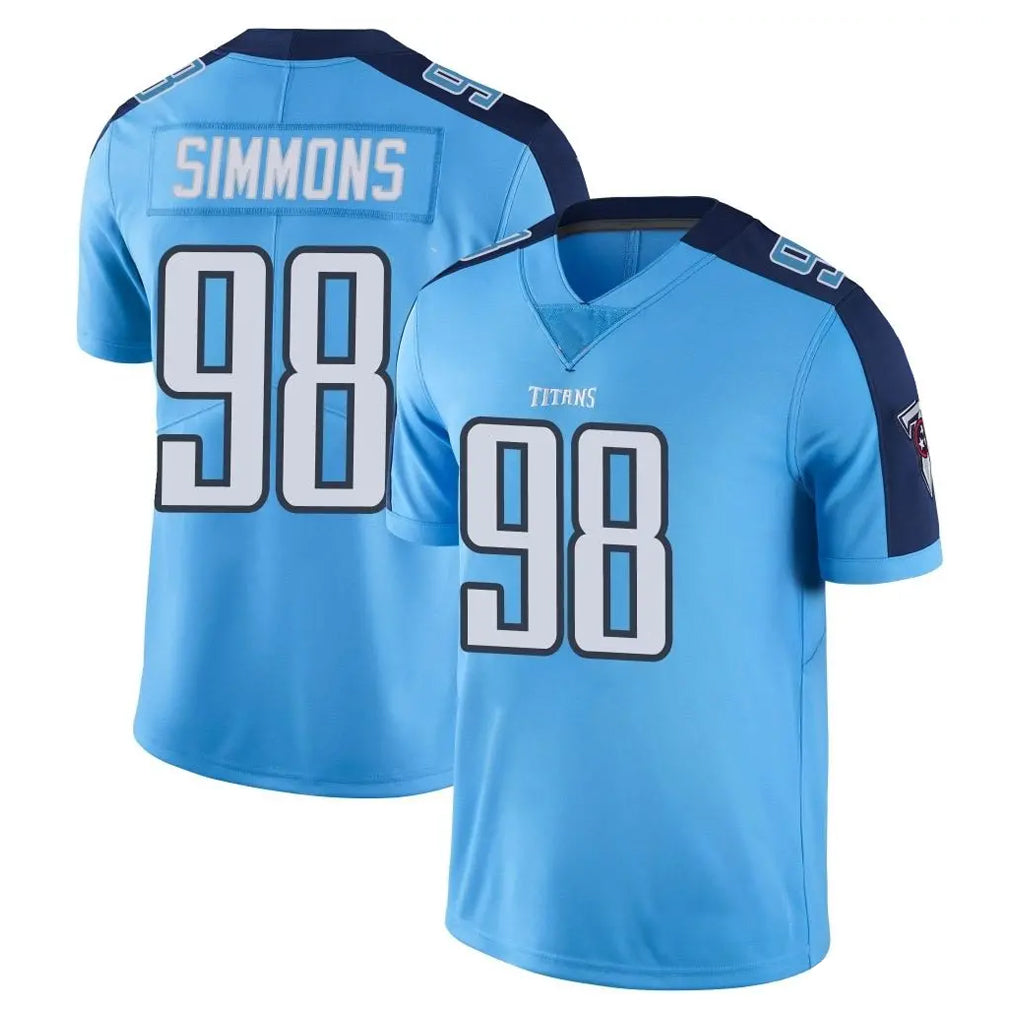 Kooe T.Titans #98 Jeffery Simmons Player Light Blue Limited Color Rush Home Game Stitched Jerseys