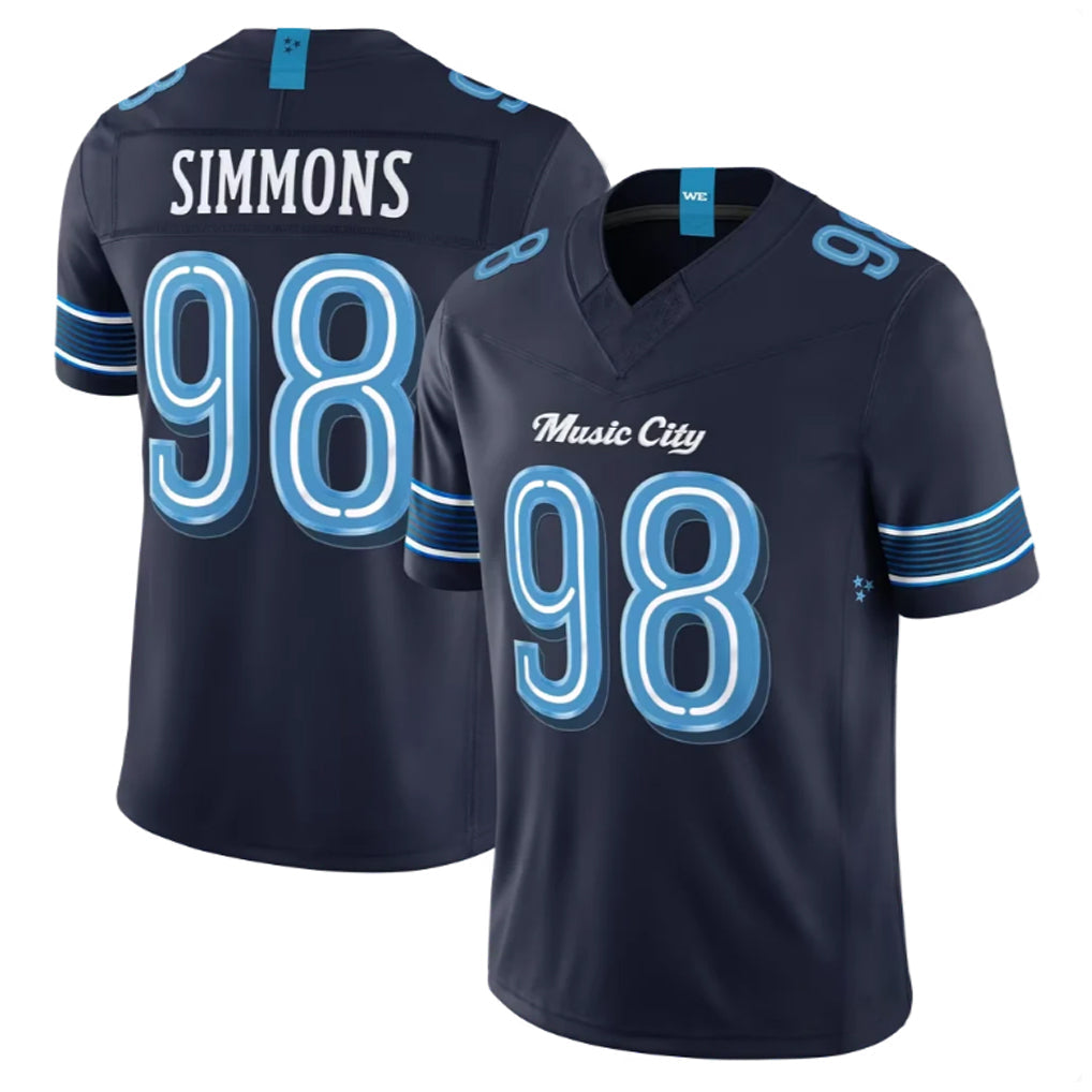 Kooe T.Titans #98 Jeffery Simmons Player Navy 2026 Rivalries Collection Limited Home Game Stitched Jerseys