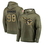 Kooe T.Titans #98 Jeffery Simmons Player Olive Salute to Service Pullover Hoodies Home Game Stitched Jerseys