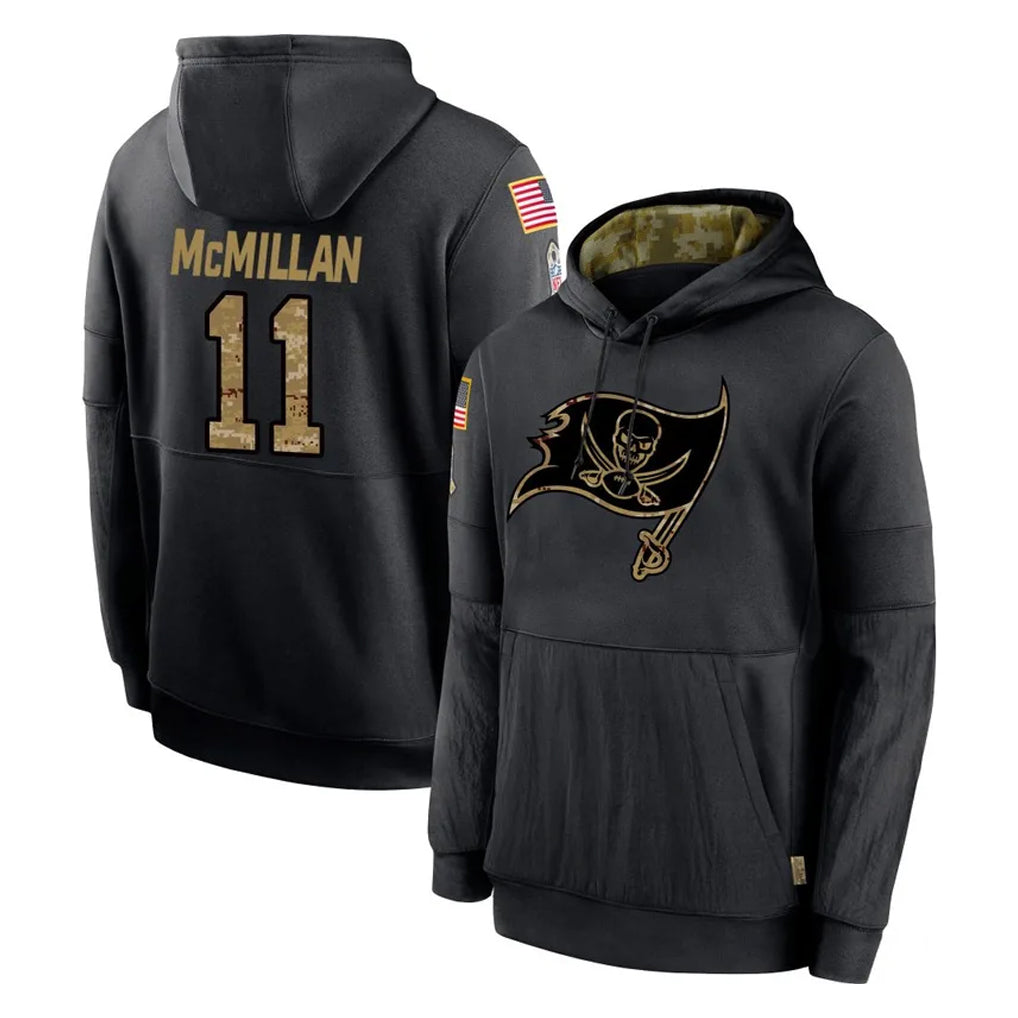 Kooe TB.Buccaneers #11 Jalen McMillan Player Black Salute to Service Sideline Performance Pullover Hoodies Home Game Stitched Jerseys