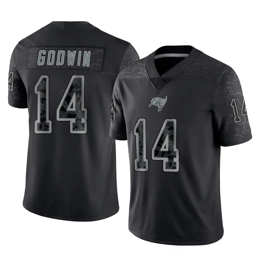Kooe TB.Buccaneers #14 Chris Godwin Jr. Player Black Reflective Limited Home Game Stitched Jerseys