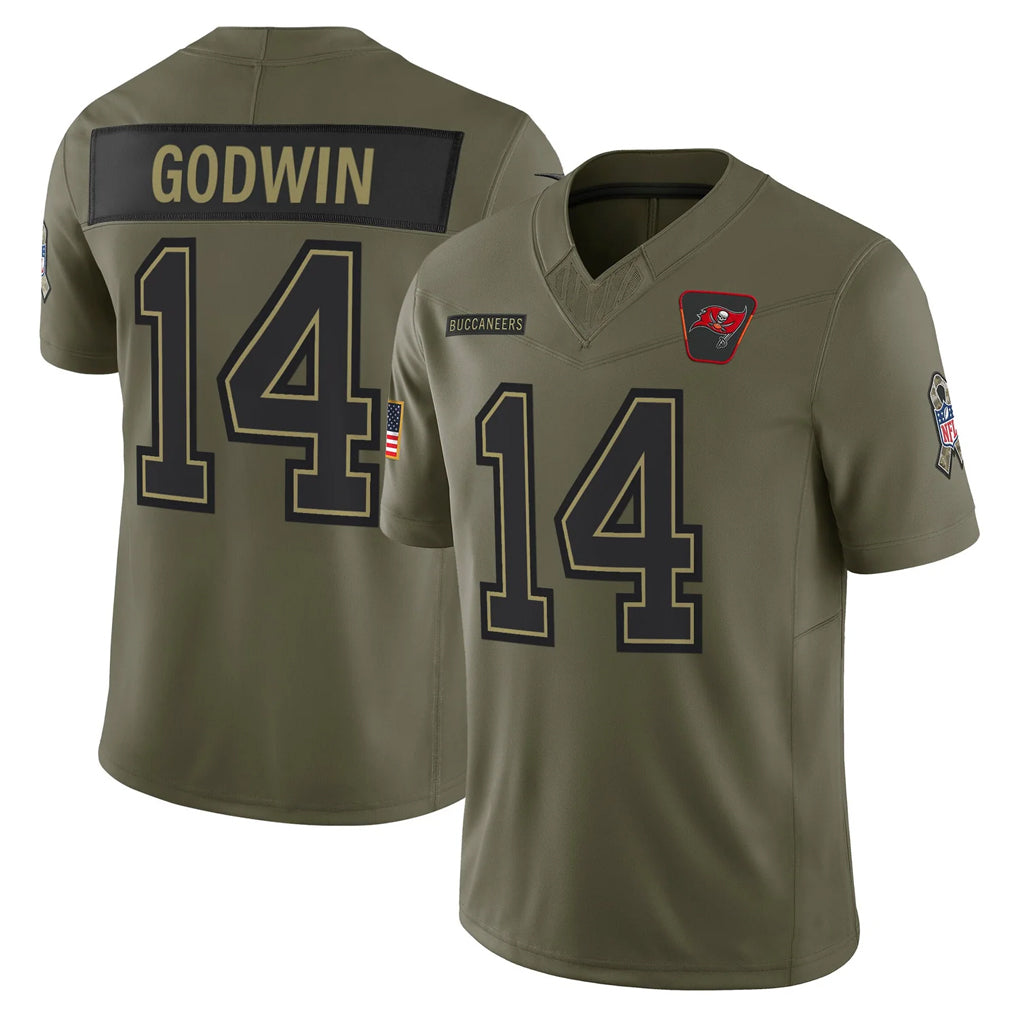 Kooe TB.Buccaneers #14 Chris Godwin Jr. Player Olive 2025 Salute To Service Limited Home Game Stitched Jerseys