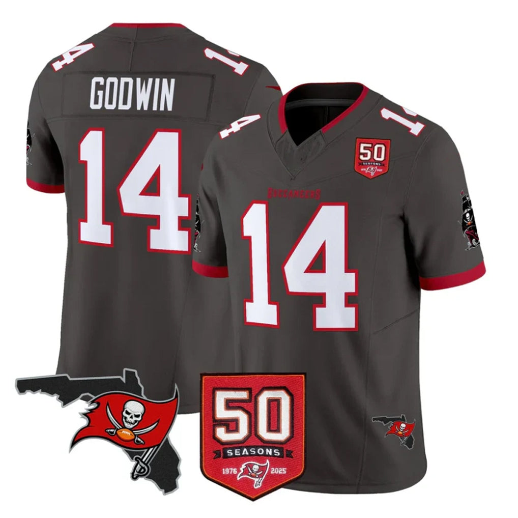Kooe TB.Buccaneers #14 Chris Godwin Jr. Player Pewter Limited 2026 Season Vapor F.U.S.E. Home Game Stitched Jerseys