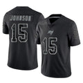 Kooe TB.Buccaneers #15 Tez Johnson Player Black Reflective Limited Home Game Stitched Jerseys