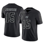 Kooe TB.Buccaneers #15 Tez Johnson Player Black Reflective Limited Home Game Stitched Jerseys