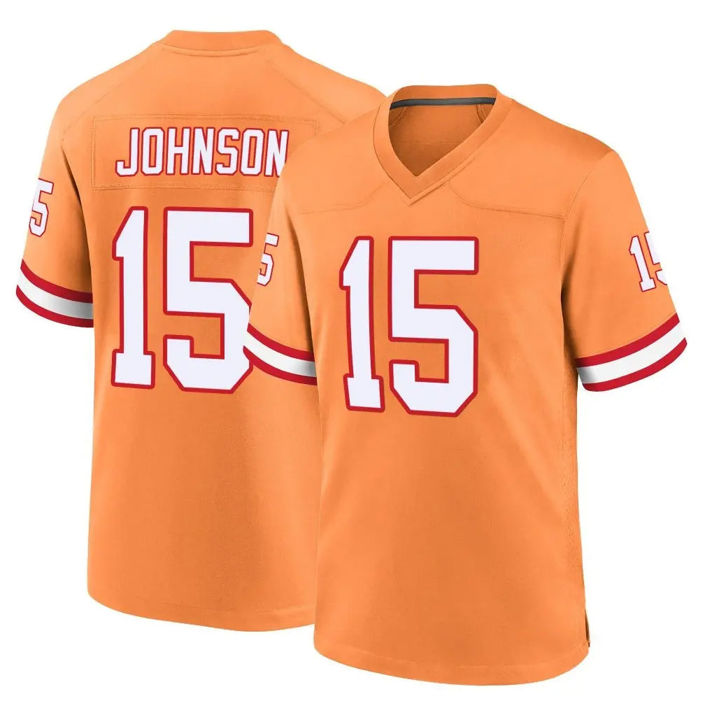 Kooe TB.Buccaneers #15 Tez Johnson Player Orange Throwback Home Game Stitched Jerseys
