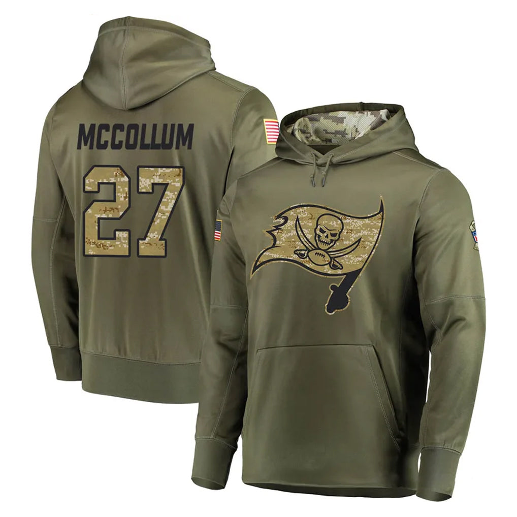Kooe TB.Buccaneers #27 Zyon McCollum Player Olive Salute to Service Pullover Hoodie Home Game Stitched Jerseys