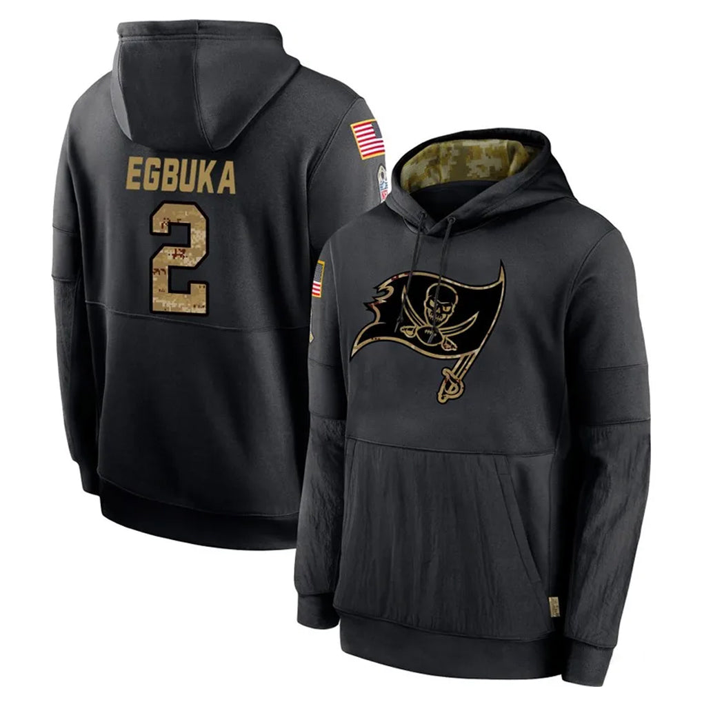 Kooe TB.Buccaneers #2 Emeka Egbuka Player Black Salute to Service Sideline Performance Pullover Hoodies Home Game Stitched Jerseys