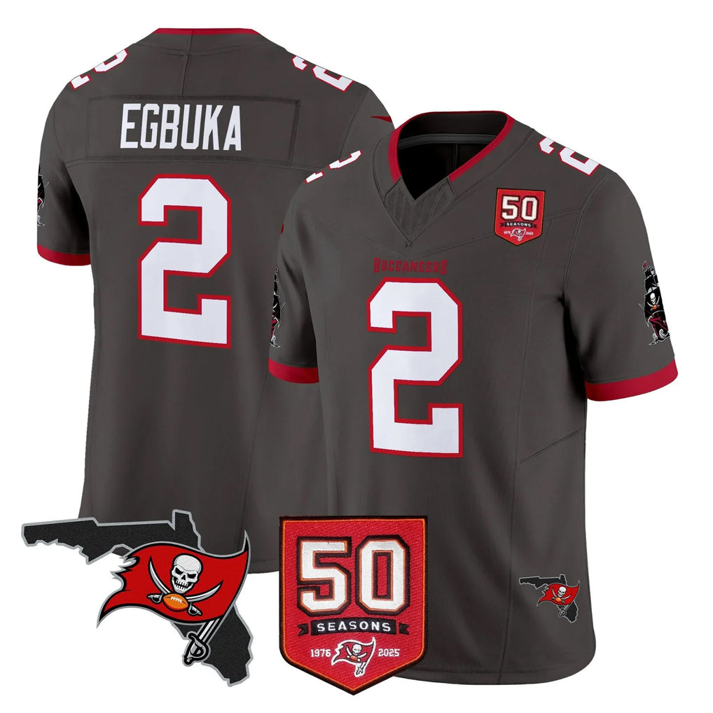 Kooe TB.Buccaneers #2 Emeka Egbuka Player Pewter Limited 2026 Season Vapor F.U.S.E. Home Game Stitched Jerseys