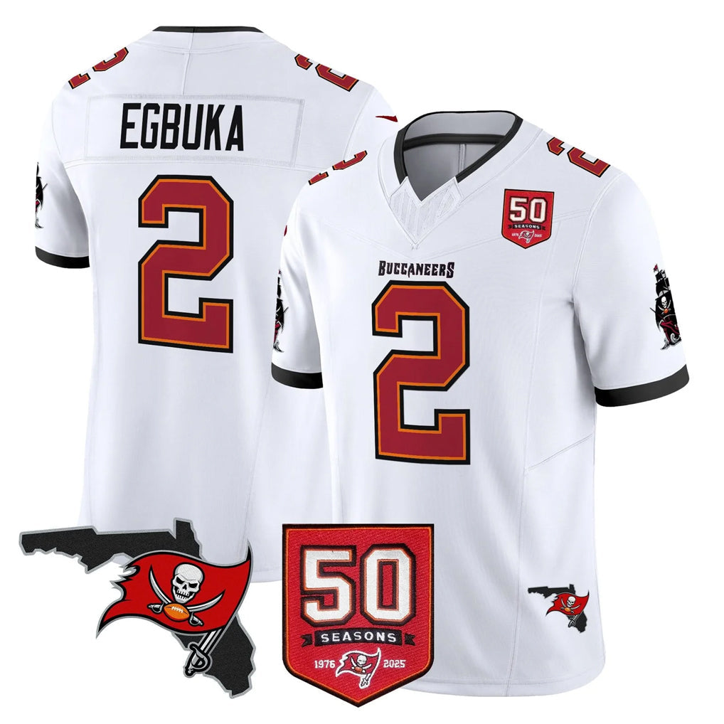 Kooe TB.Buccaneers #2 Emeka Egbuka Player White Limited 2026 Season Vapor F.U.S.E. Home Game Stitched Jerseys
