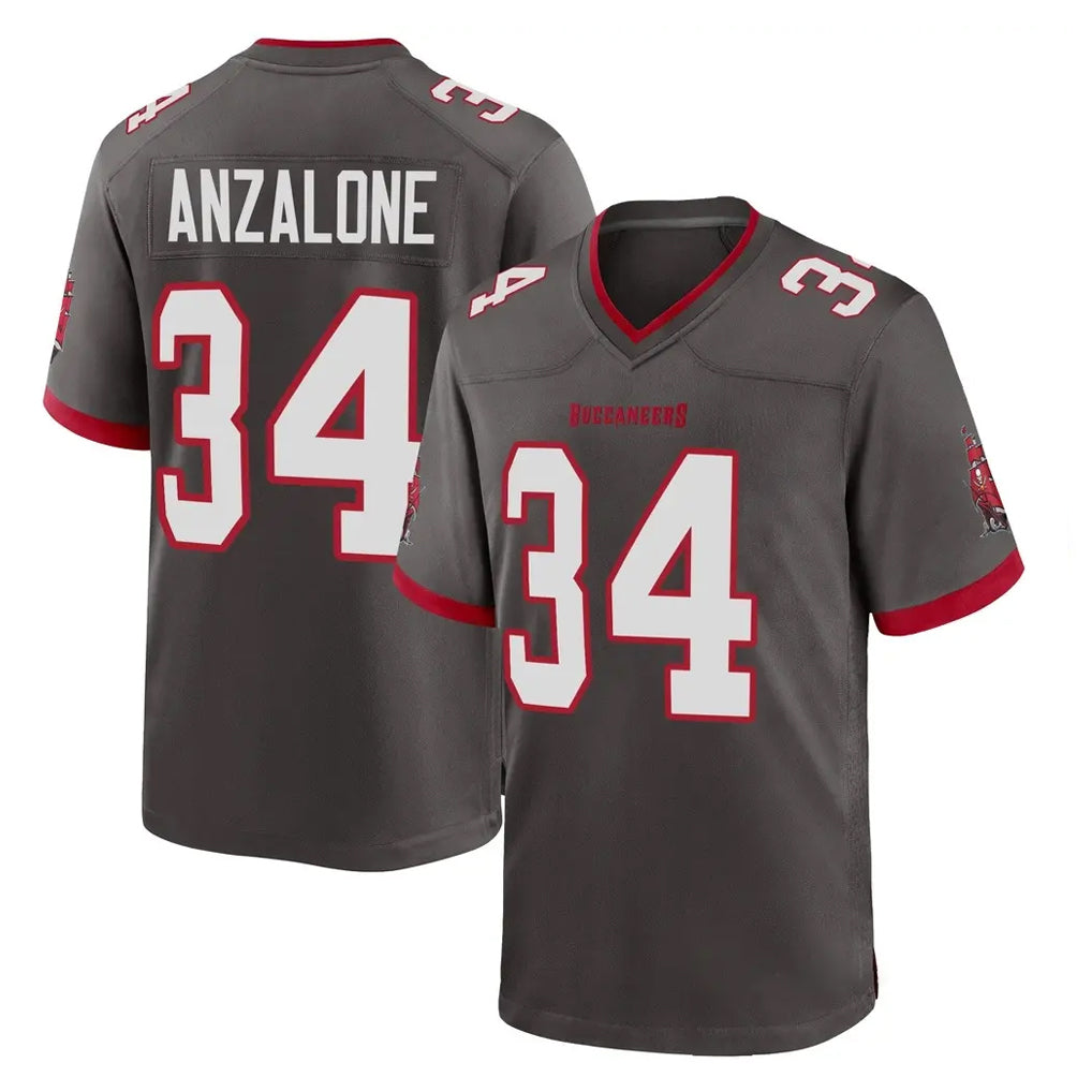 Kooe TB.Buccaneers #34 Alex Anzalone Player Pewter Alternate Home Game Stitched Jerseys