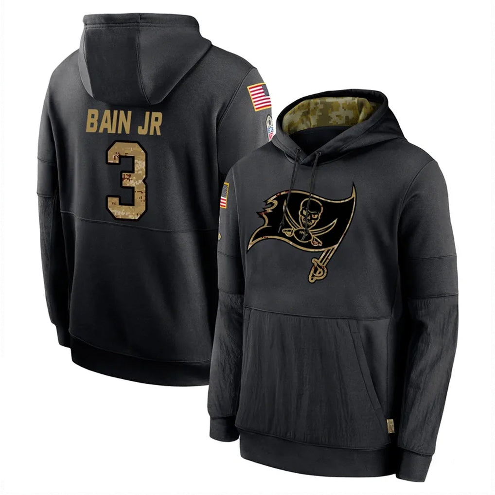Kooe TB.Buccaneers #3 Rueben Bain Jr. Player Black Salute to Service Sideline Performance Pullover Hoodies Home Game Stitched Jerseys