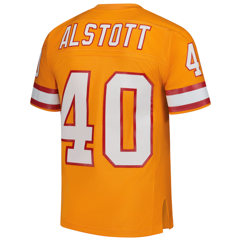 Kooe TB.Buccaneers #40 Mike Alstott Mitchell & Ness Orange Legacy Replica Stitched Puhic Jersey