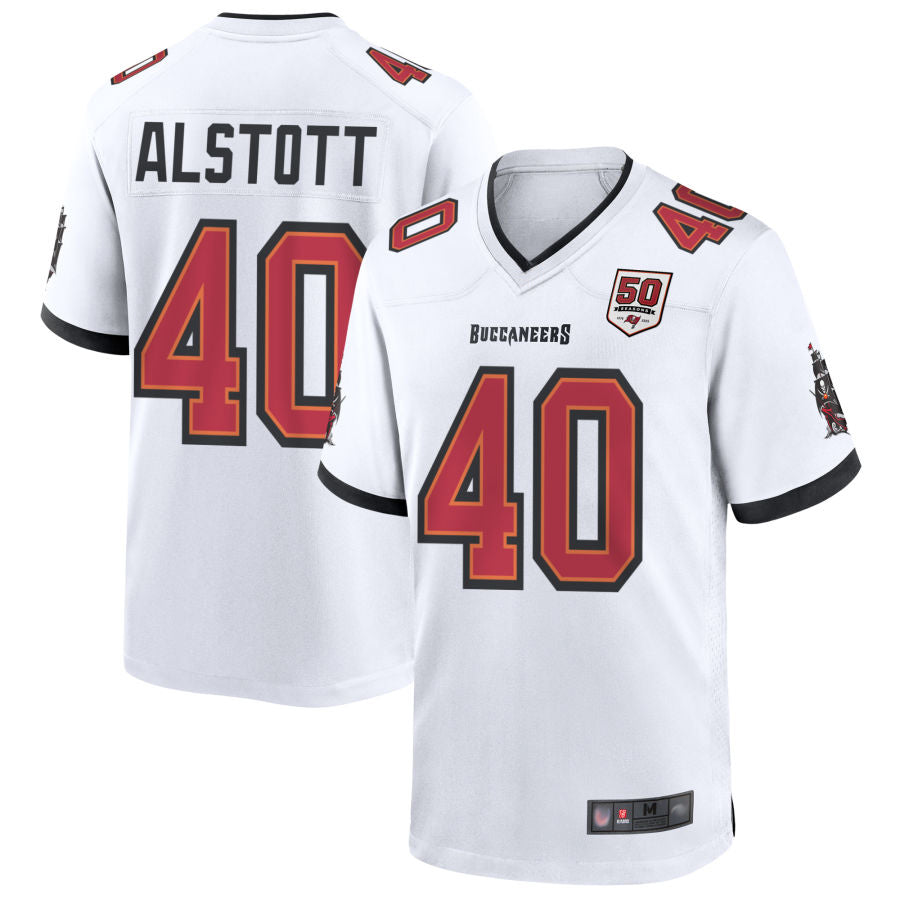 Kooe TB.Buccaneers #40 Mike Alstott Player White 50th Anniversary Game Stitched Jerseys