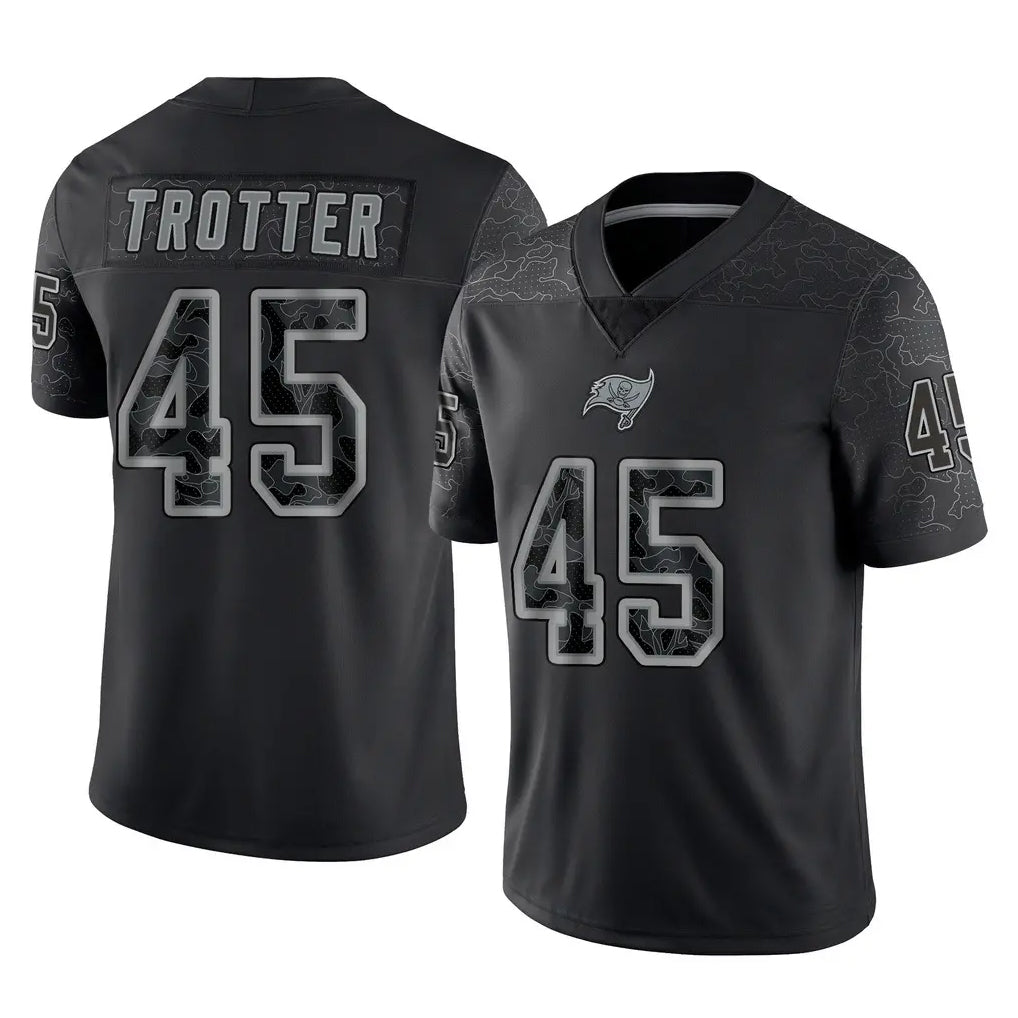 Kooe TB.Buccaneers #45 Josiah Trotter Player Black Reflective Limited Home Game Stitched Jerseys